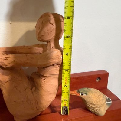 Folk Art Collection –Julia Stankova “A Bird Bizarre” Painted Wood Reliefs, Bird-Decorated Wooden Box, Two Wood Bird Sculptures & Clay...