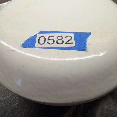 Vintage White Enamelware Covered Casserole Dish w Lid - Copco Denmark