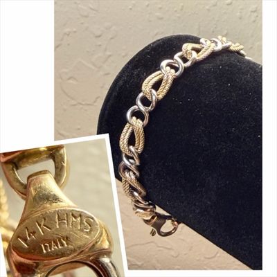 14k Gold Two Toned Harry Manson Schmidt Chain Bracelet