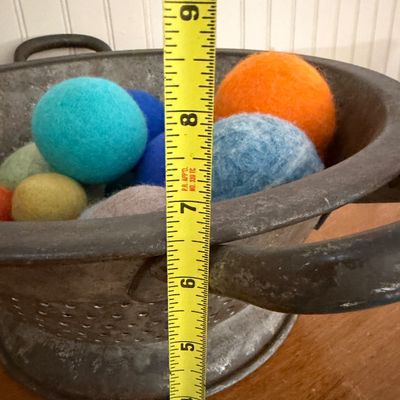 Vintage Metal & Ceramic Colanders w Artisanal Felt Accessories
