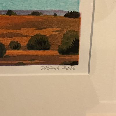 Micah Schwaberow “Cloud Dragons (Golden Hills)” Signed Limited Edition Woodblock Print Framed Matted Art