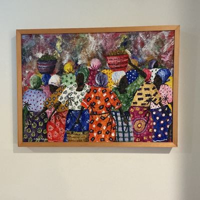 Kathy Katuti “Going Shopping” Framed Oil on Canvas Painting