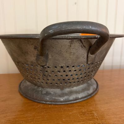 Vintage Metal & Ceramic Colanders w Artisanal Felt Accessories
