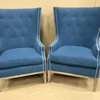 Blue Upholstered Wingback Chairs