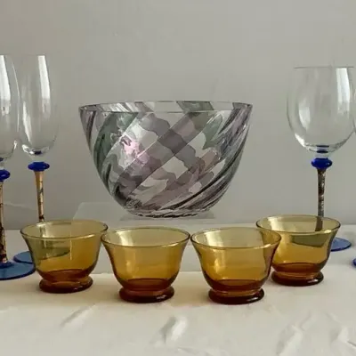 Cheers To Blue & Gold Glassware
