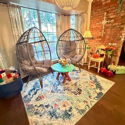 Sale Photo Thumbnail #13: Nest" chairs with redwood table and modern rug