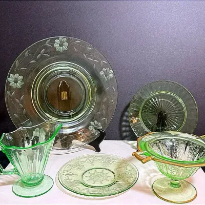 Green Uranium Depression Glass Dishware