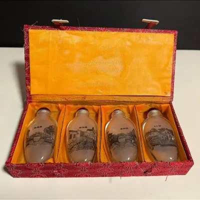 Chinese Inside-Painted Glass Snuff Bottle Set 