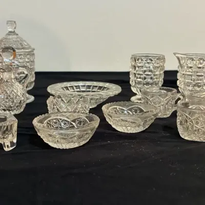 Miniature EAPG Punch Bowl Set & Miniature Condiment/Castor Set 