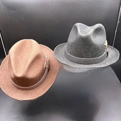 A Brown And A Black Classic Fedora Hats