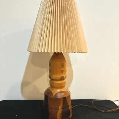 MCM Scandinavian-Style Hand-Carved Lamp
