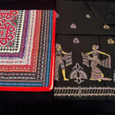 Vibrant Ethnic Square Panel & Panji Semarang Fabric