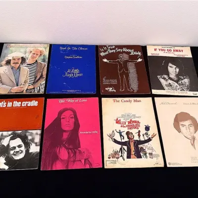 Vintage Sheet Music Including Simon & Garfunkel, Cher, & Neil Diamond