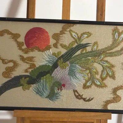 Embroidered Textured Art Piece “Buntai Shishu” - A Phoenix Rising