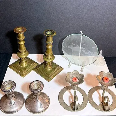 “Let There Be Light” Featuring A Glass Illusion Light Oil Lamp And Assortment Of Candlestick Holders