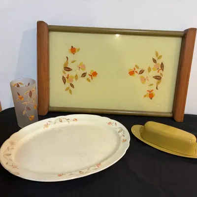 Vintage Hall China Jewelry Autumn Leaf, Including Rare Tray