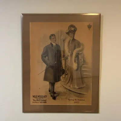 Antique Framed 1907 Wile, Weill & Co. Edwardian Fashion Advertising Print