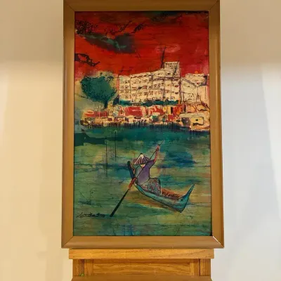 Lim Soo San (Singaporean) Singapore River/Boatman Scene C. 1969, Signed