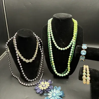 Huge Lot Of Colorful Vintage Costume Jewelry, Including “Soap Bubble” Bracelet & Art Deco Necklace