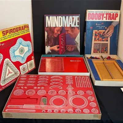 1965 “Booby Trap” Game, 1969 “Super Spirograph”, & 1970 “Mind Maze” Game 