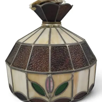 Sale Photo Thumbnail #18: Stained Glass Light Fixture – Tiffany-Style Floral Design – Multicolor Glass