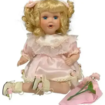 Sale Photo Thumbnail #6: Claire Porcelain Tea Party Doll with 26-Piece Miniature Tea Set & Certificate of Authenticity