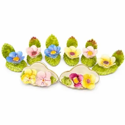 Lot 207  
Denton China Bone China Flower Place Card Holders, Two Styles (8)