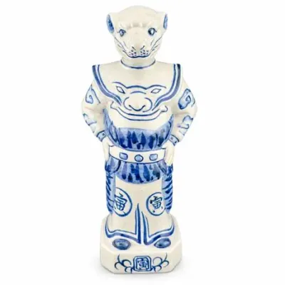 Lot 176   
Chinoiserie Blue and White Ceramic Anthropomorphic Tiger Zodiac Figure