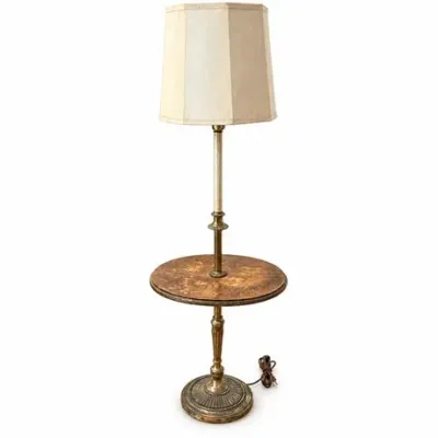 Lot 516   
Brass Floor Lamp with Integrated Wood Tray Table