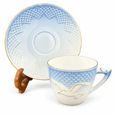 Lot 345-1 
Bing & Grøndahl “Seagull” Coffee Cup and Saucer with Gold, No. 102