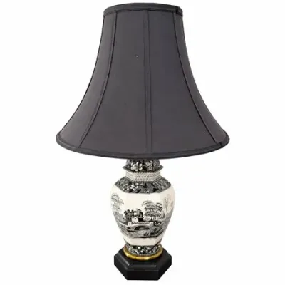Lot 262   
Spode “Tower” Black Transferware Hexagonal Jar Table Lamp