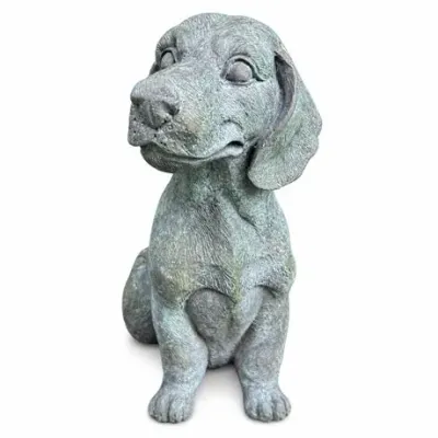 Lot 418  
Cast Metal Seated Puppy Garden Statue, Probably Bronze, Verdigris Patina