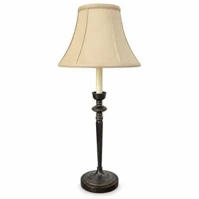 Lot 515  
Frederick Cooper Bronze-Finish Candlestick Table Lamp with Silk Shade