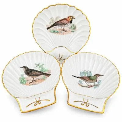 Lot 175  
Lourioux “Le Faune” French Porcelain Shell Dishes with Birds (3)