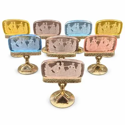 Lot 205  
Czechoslovakian Intaglio Glass Place Card Holders (8)