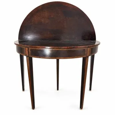 Lot 250   
George III–Style Mahogany Demilune Card Table with Satinwood Crossbanding