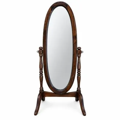 Lot 532 
Dark Stained Wood Oval Cheval Floor Mirror