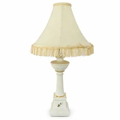 Lot 247  
Ivory Porcelain Column Table Lamp with Gilt Bands and Floral Sprig
