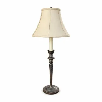 Lot 295  
Frederick Cooper Bronze-Finish Candlestick Table Lamp with Silk Shade
