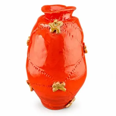 Lot 146   
Hand-Built Studio Pottery Vase, Red-Orange Glaze, Incised “MMB”