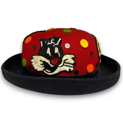 Lot 525   
Whittall & Shon Red Felt Bowler Hat with Beaded and Sequined Looney Tunes