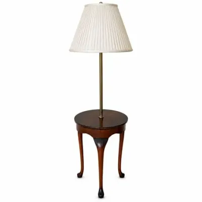 Lot 268   
Queen Anne–Style Mahogany Lamp Table with Fluted Brass Floor Lamp