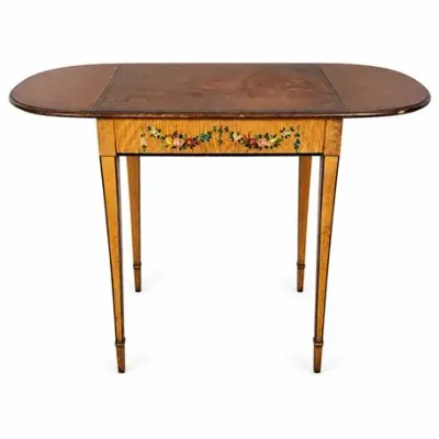 Lot 212   
Sheraton-Style Satinwood Pembroke Table with Hand-Painted Floral Swags