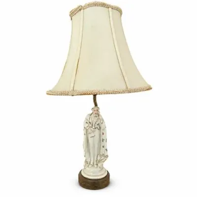 Lot 246 
Vintage Porcelain Figural Lamp, 18th-Century Gentleman in Floral Cloak