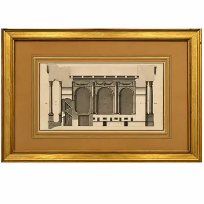 Lot 062   
Framed Classical Architectural Cross-Section Engraving