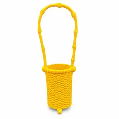 Lot 186   
Yellow Cast Metal Woven Basket-Form Vase