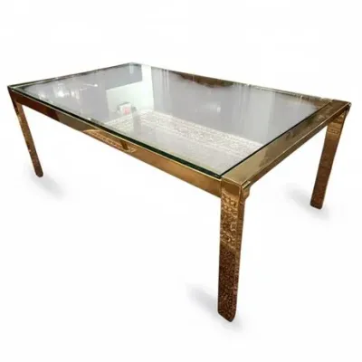 Lot 125  
Post Modern Brass and Glass Dining Table with Butterfly Extension