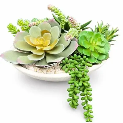Lot 187   
Faux Succulent Arrangement in Ceramic Planter