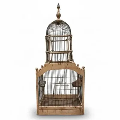 Lot 147   
Antique Architectural Wood and Wire Birdcage