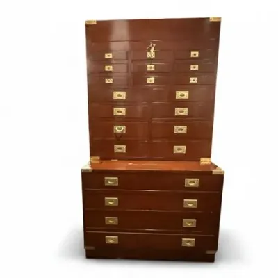 Lot 069   
M. Hayat & Bros Ltd Rosewood Campaign-Style Brass-Bound Chest on Chest